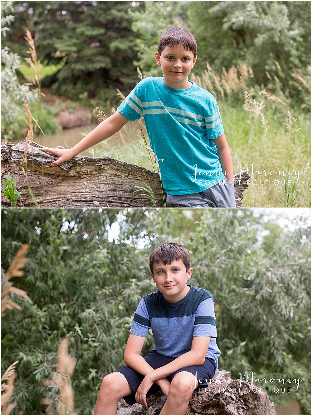 Outdoor family photography session with tween boys