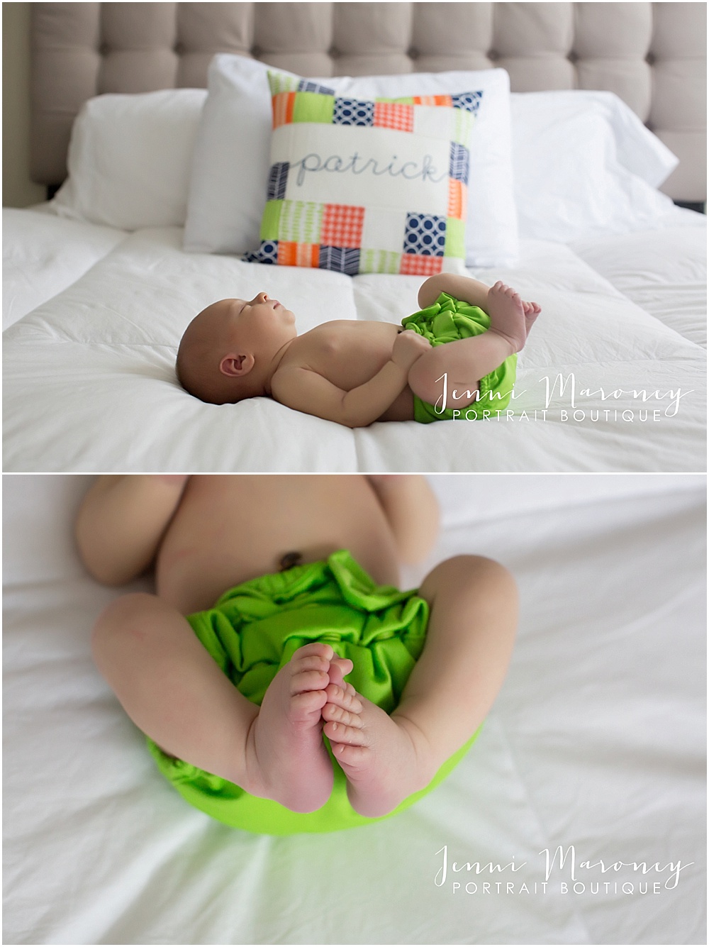 In-studio newborn photography session with baby boy, captured by Denver newborn photographer Jenni Maroney.
