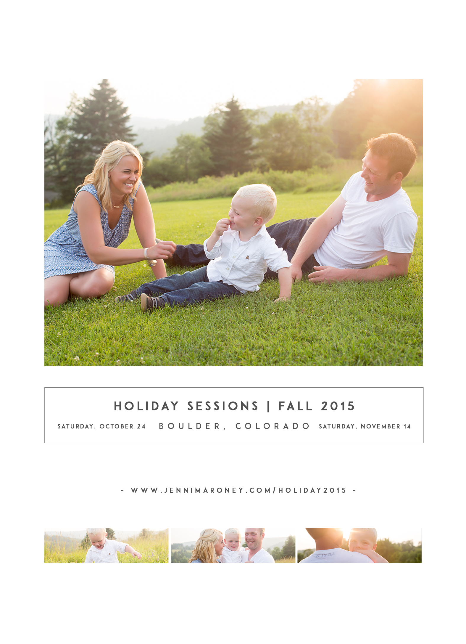 Boulder family photographer Jenni Maroney offers 2 days only this year for holiday sessions in Boulder.
