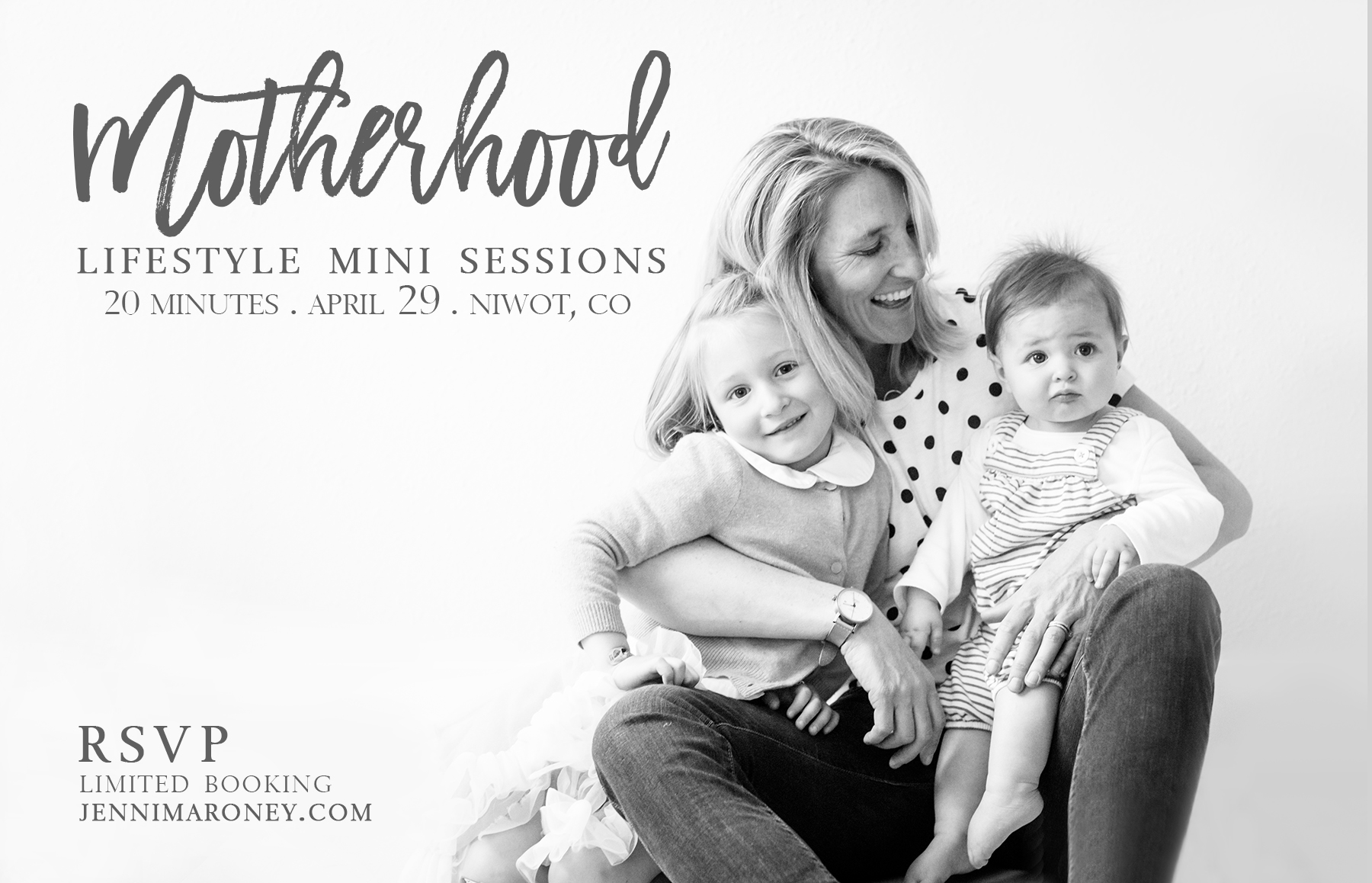 Boulder photographer Jenni Maroney hosts Motherhood Mini Sessions to support Boulder Country Day School.