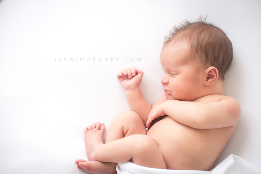 Denver newborn photographer and Boulder newborn photographer, Jenni Maroney shares an all white, neutral Boulder newborn session at her Boulder photography studio.