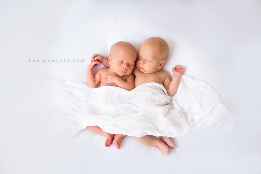 Boulder newborn twin session by Denver newborn photographer and Boulder baby photographer, Jenni Maroney at her Boulder photography studio.