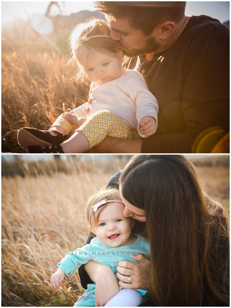Snuggles, kisses, hugs and wind were the theme of this little family photography session in front of the mountains from Boulder family photographer, Jenni Maroney.