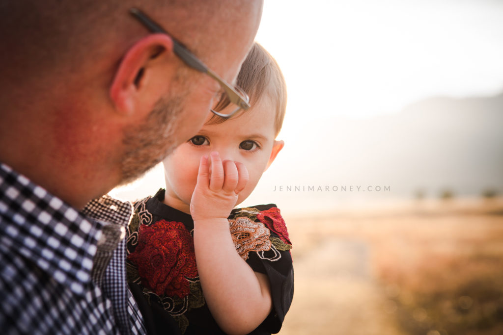 Dad and daughter hug photo by outdoor Boulder family photographer, Jenni Maroney.